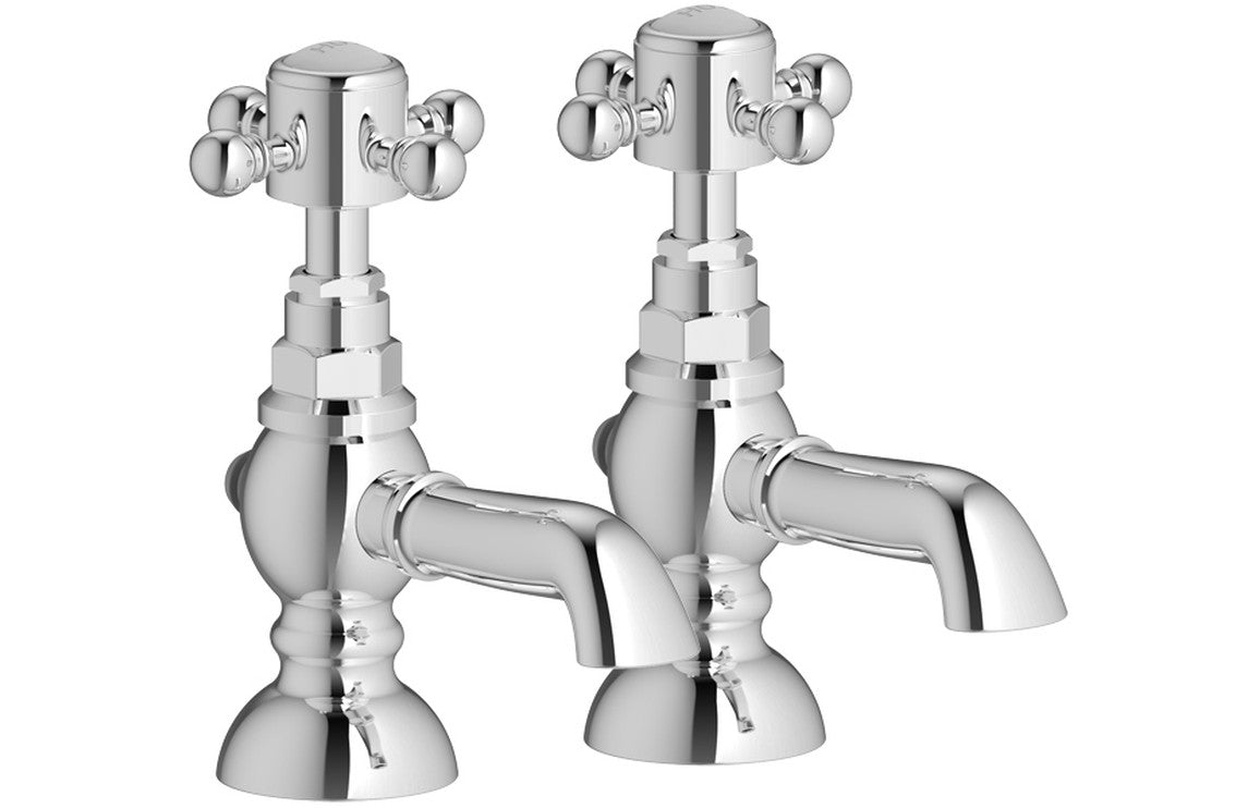 Kad Traditional Basin Pillar Taps - Chrome, Brushed Brass