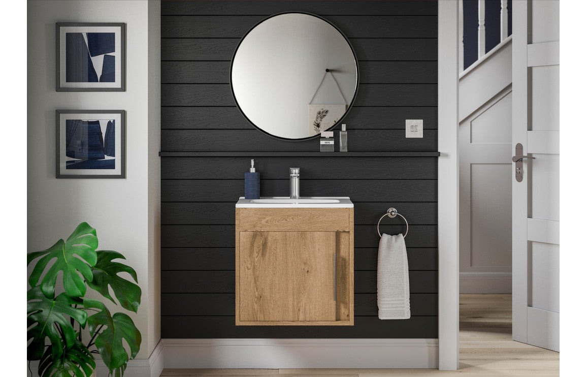 Aire 400/500mm Floorstanding/ Wall Hung Unit & Basin - Seville Oak
