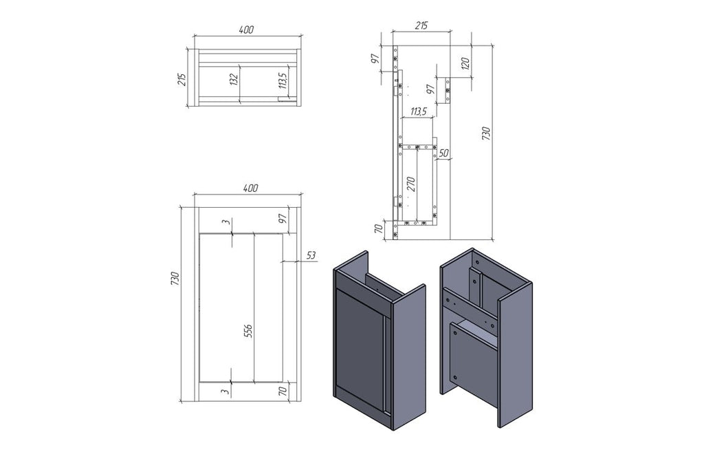 Aire 400/500mm Floorstanding/ Wall Hung Unit & Basin - Seville Oak