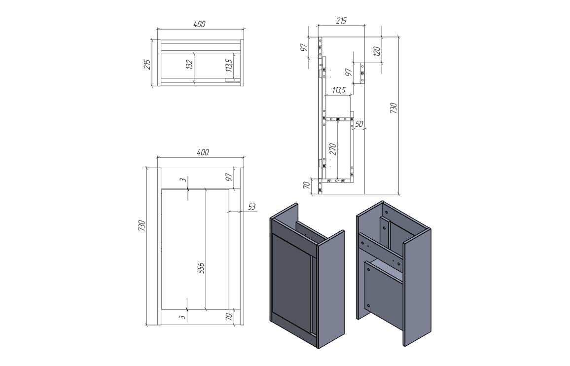 Aire 400/500mm Floorstanding/ Wall Hung Unit & Basin - Seville Oak