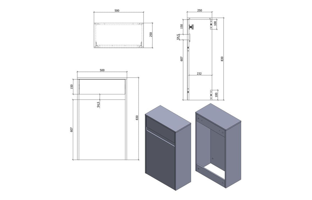 Aire 400/500mm Floorstanding/ Wall Hung Unit & Basin - Seville Oak