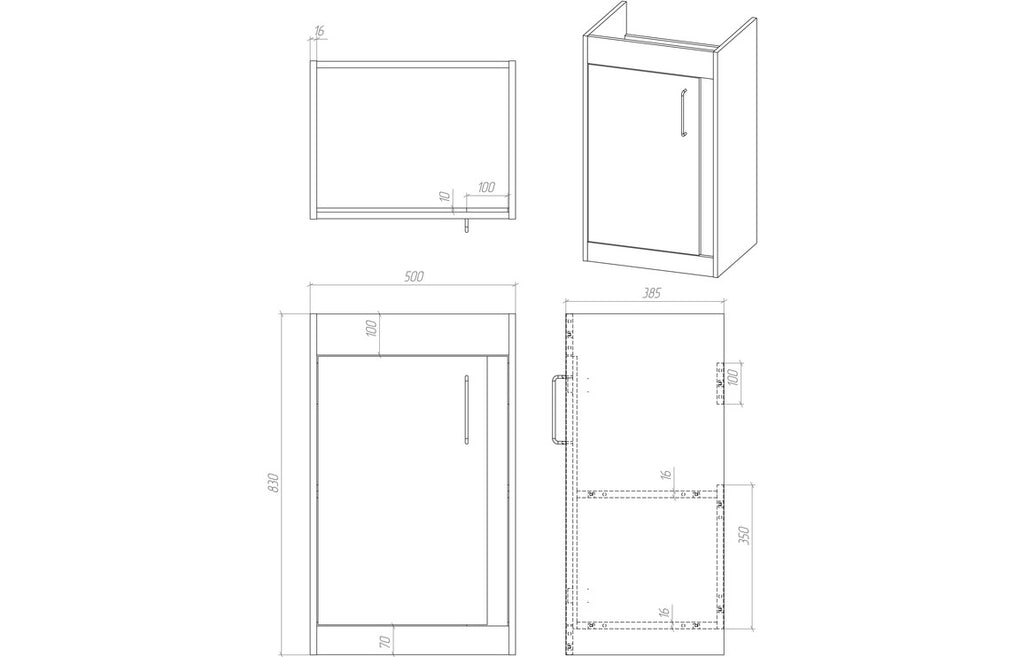 Aire 400/500mm Floorstanding/ Wall Hung Unit & Basin - Seville Oak