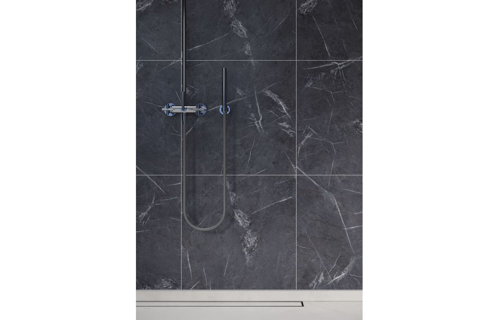 Black Marble Tile Effect Wall Panel - 2400 x 600 mm