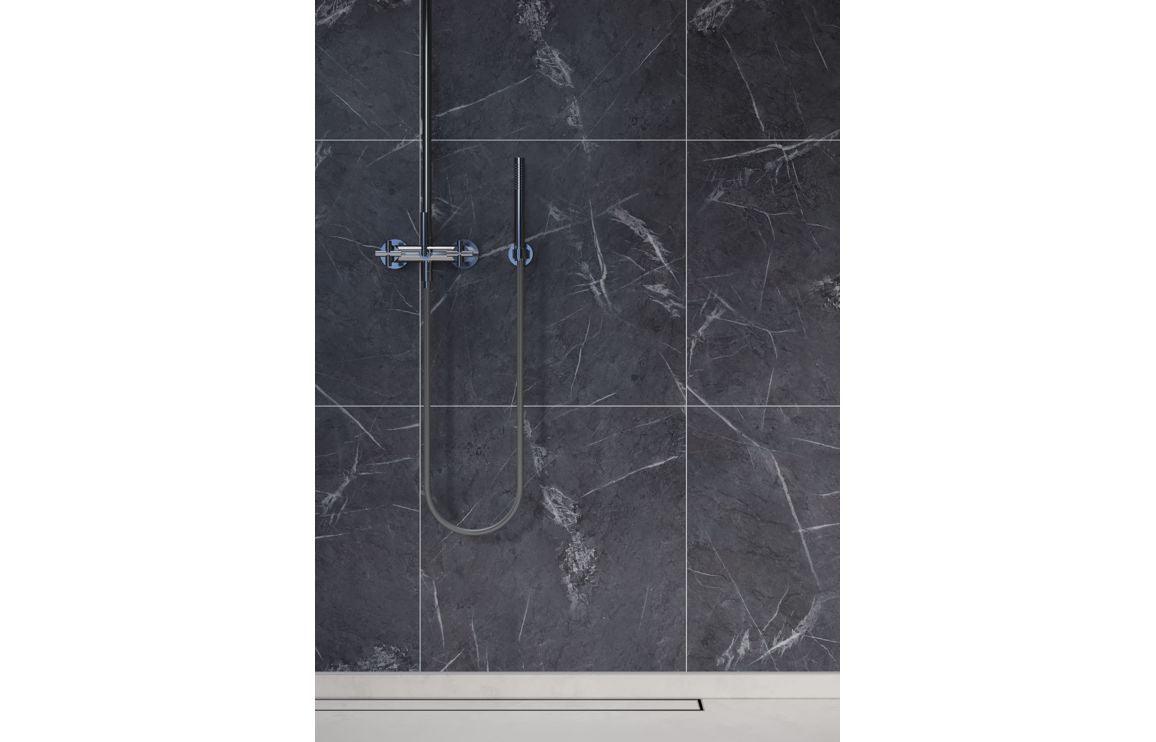 Black Marble Tile Effect Wall Panel - 2400 x 600 mm