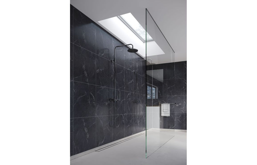 Black Marble Tile Effect Wall Panel - 2400 x 600 mm