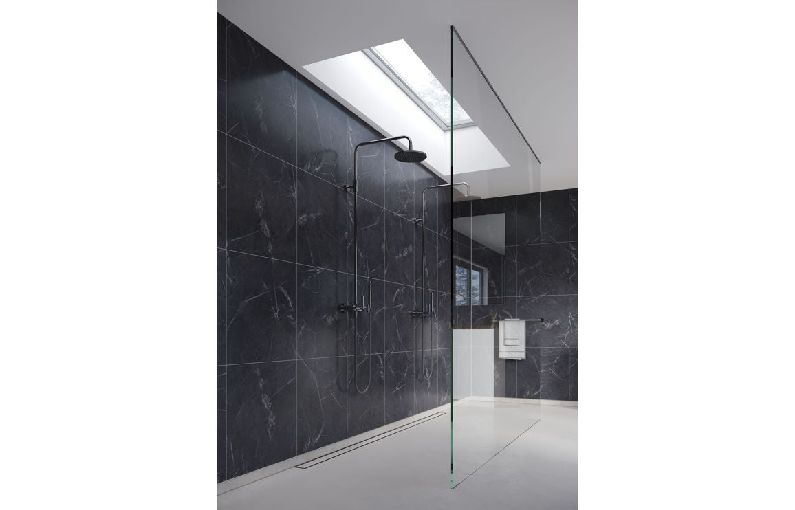 Black Marble Tile Effect Wall Panel - 2400 x 600 mm