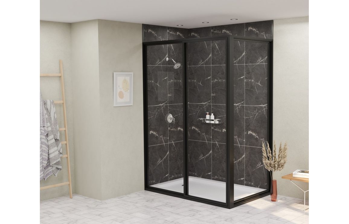 Black Marble Tile Effect Wall Panel - 2400 x 600 mm