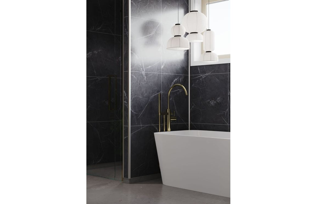 Black Marble Tile Effect Wall Panel - 2400 x 600 mm