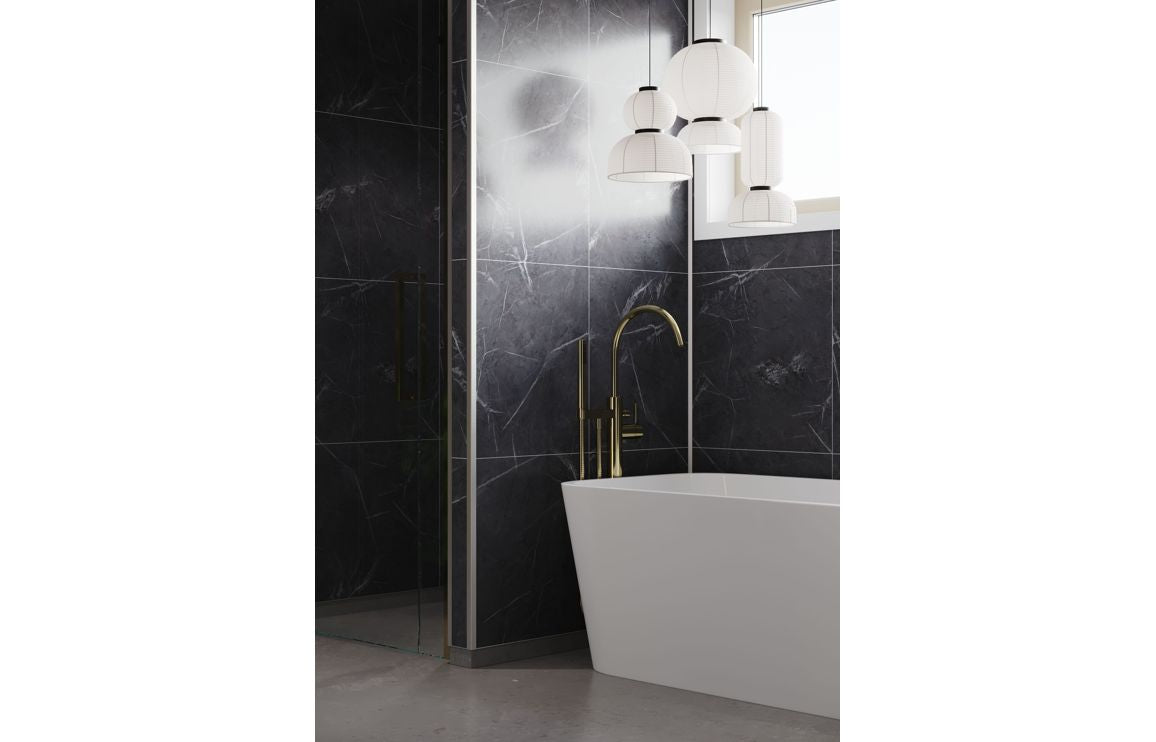 Black Marble Tile Effect Wall Panel - 2400 x 600 mm