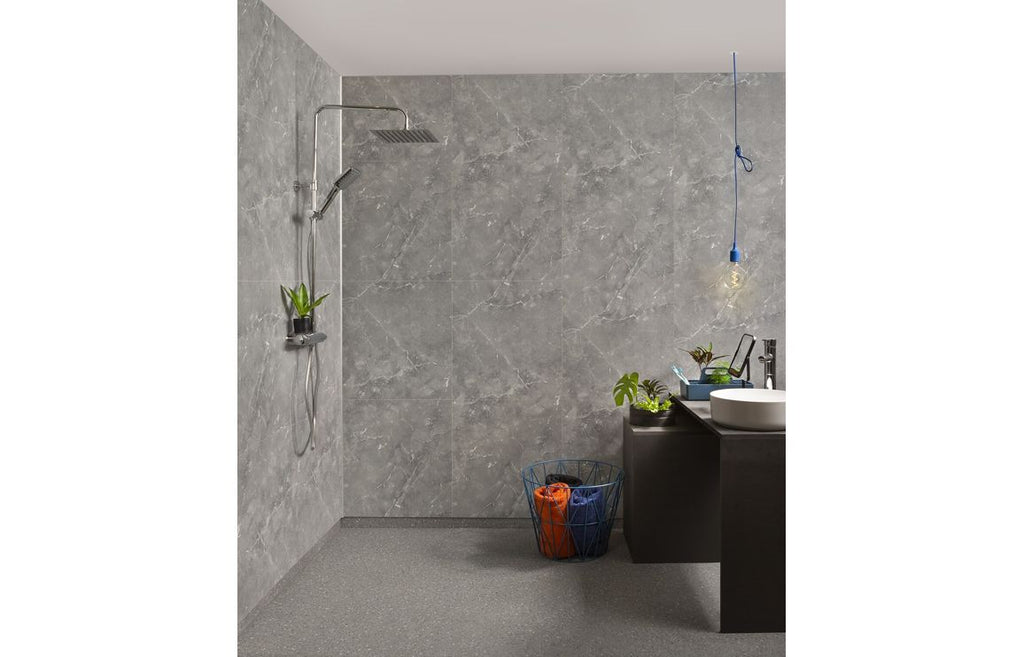 Grey Marble Tile Effect Wall Panel - 2400 x 600 mm