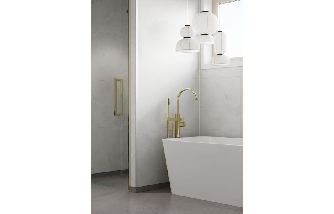 White Marble Tile Effect Wall Panel - 2400 x 600 mm