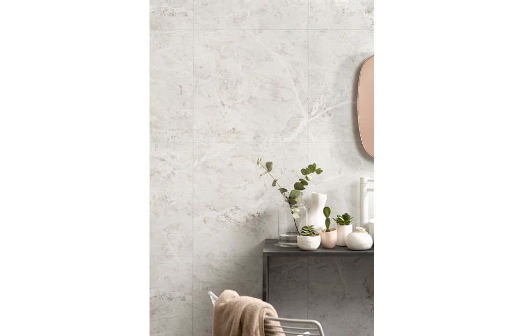 White Marble Tile Effect Wall Panel - 2400 x 600 mm