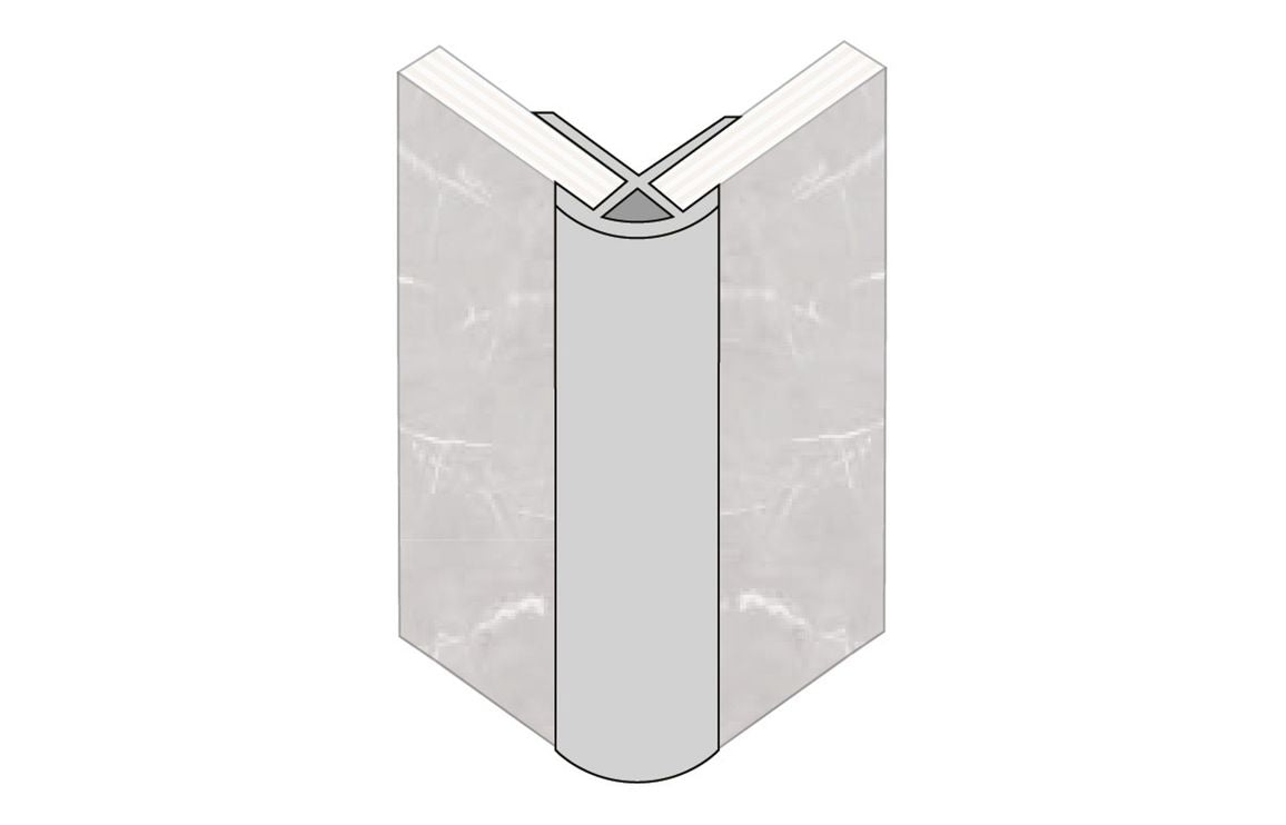 External Corner Rounded Profile for Wall Panel 2400 mm - White, Aluminium, Chrome