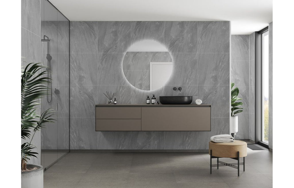Grey Stone Scandinavian Square Tile Effect Wall Panel - 2400 x 600 mm