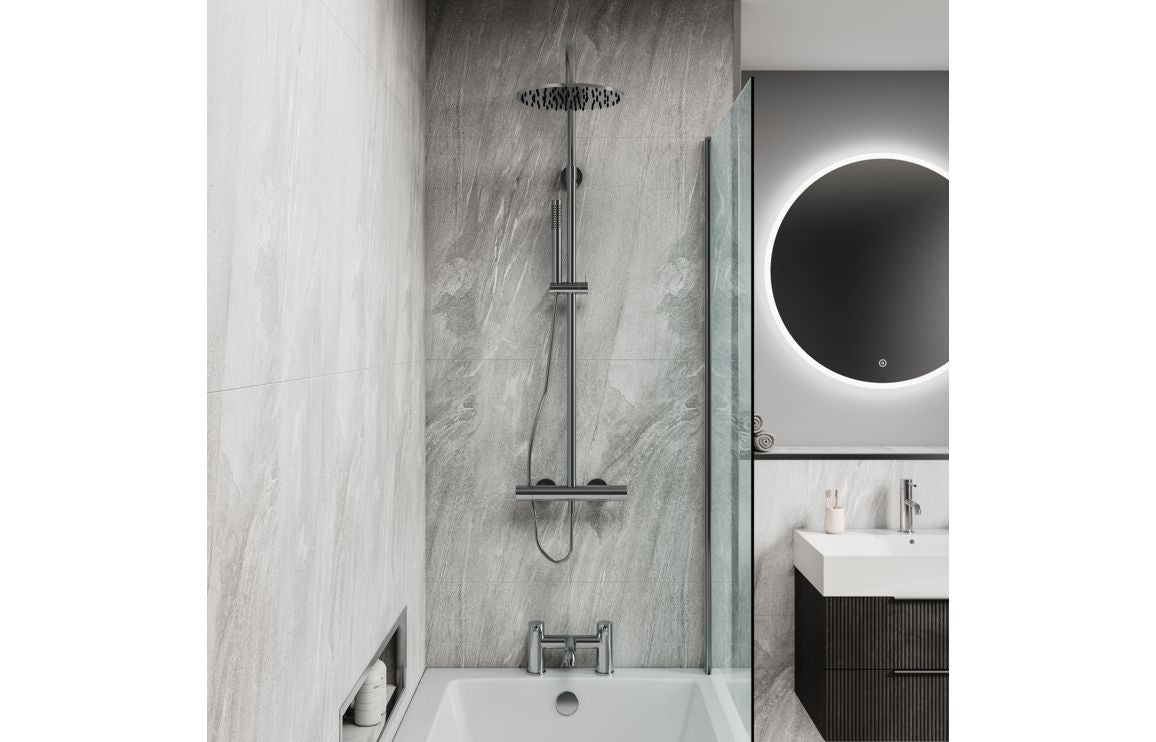 Grey Stone Scandinavian Square Tile Effect Wall Panel - 2400 x 600 mm