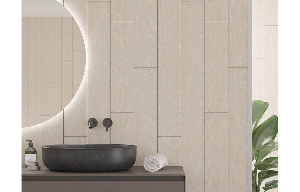 Light Wood Scandinavian Vertical Plank Wood Effect Wall Panel - 2400 x 600 mm