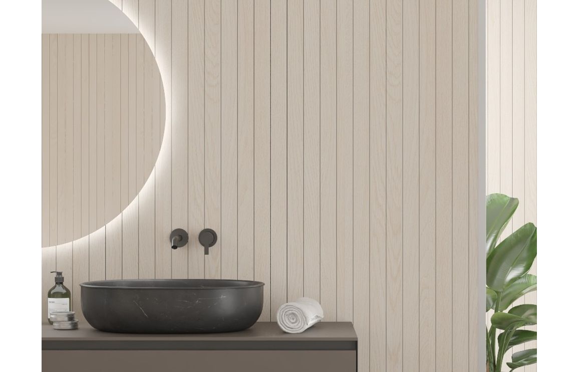 Light Wood Scandinavian Slat Wood Effect Wall Panel - 2400 x 600 mm