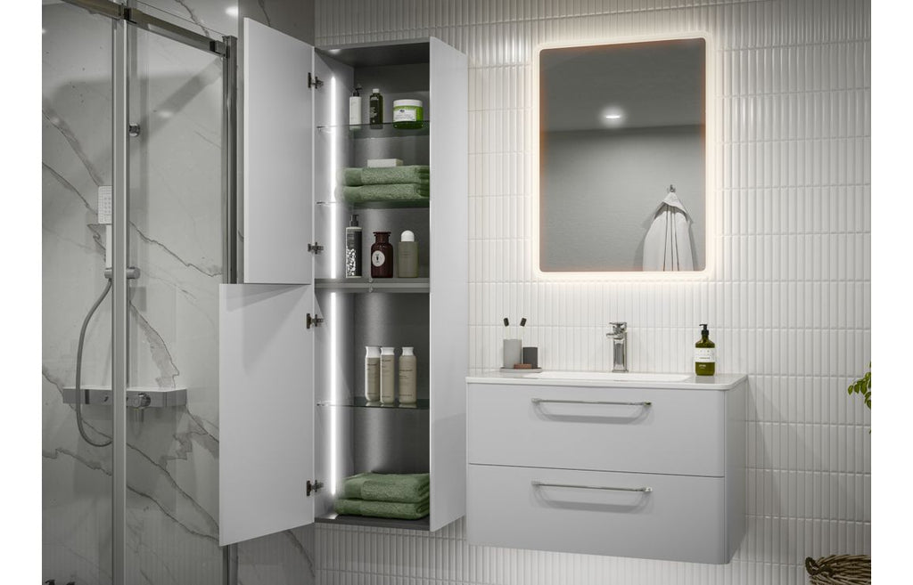 Devs Wall Hung Tall Storage Unit - Gloss White