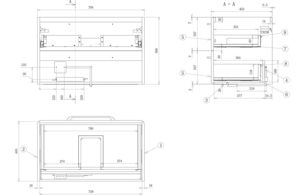 Devs 800mm Wall Hung Unit & Basin - Grey Gloss