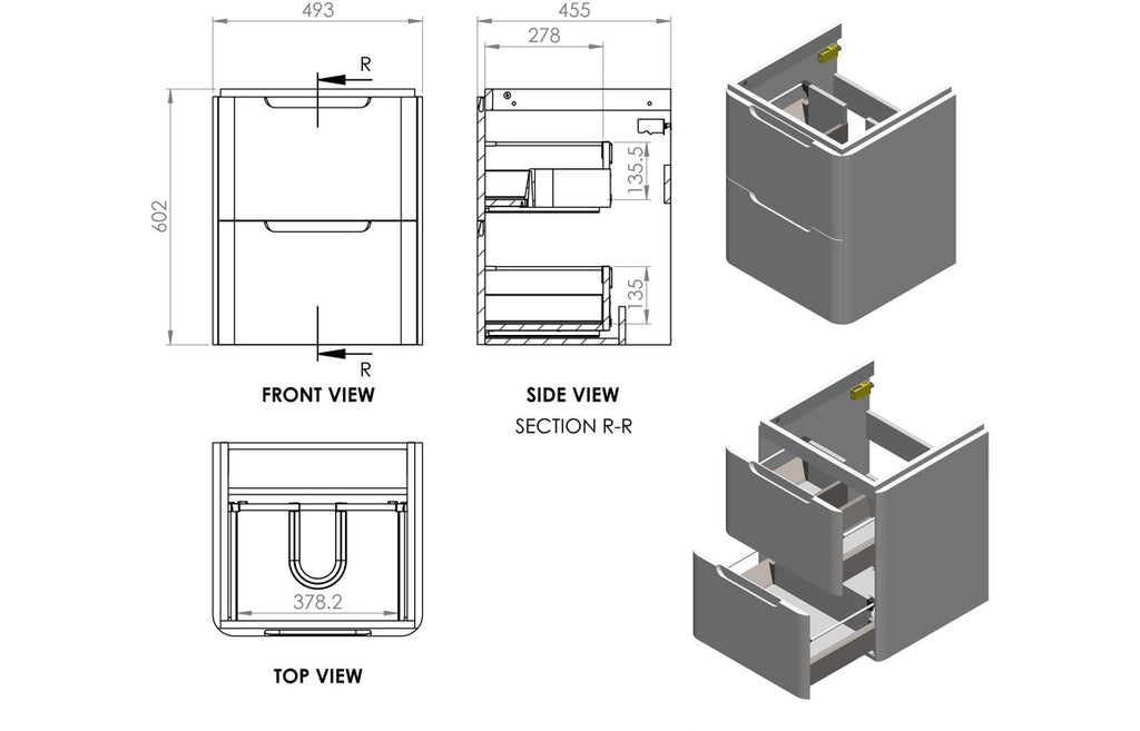 Gata 500/600/800mm Floorstanding/ Wall Hung Unit & Basin - Gloss White