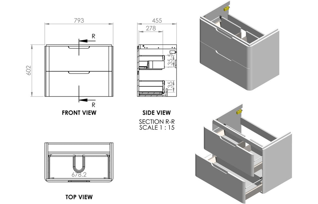 Gata 500/600/800mm Floorstanding/ Wall Hung Unit & Basin - Gloss White