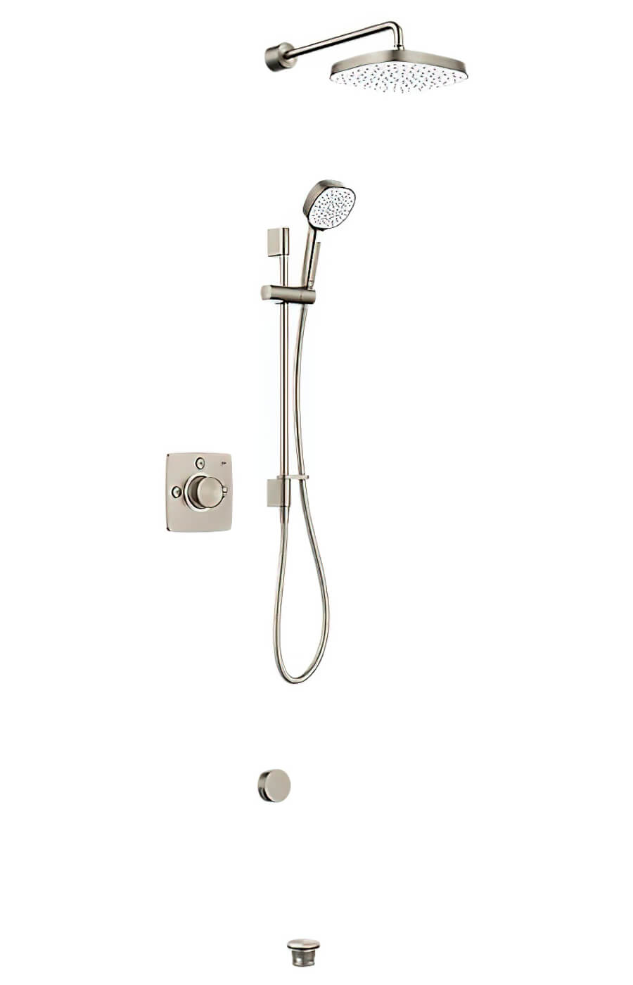 Mira Evoco Triple Outlet Shower  with Hydroglo - Brushed Nickel