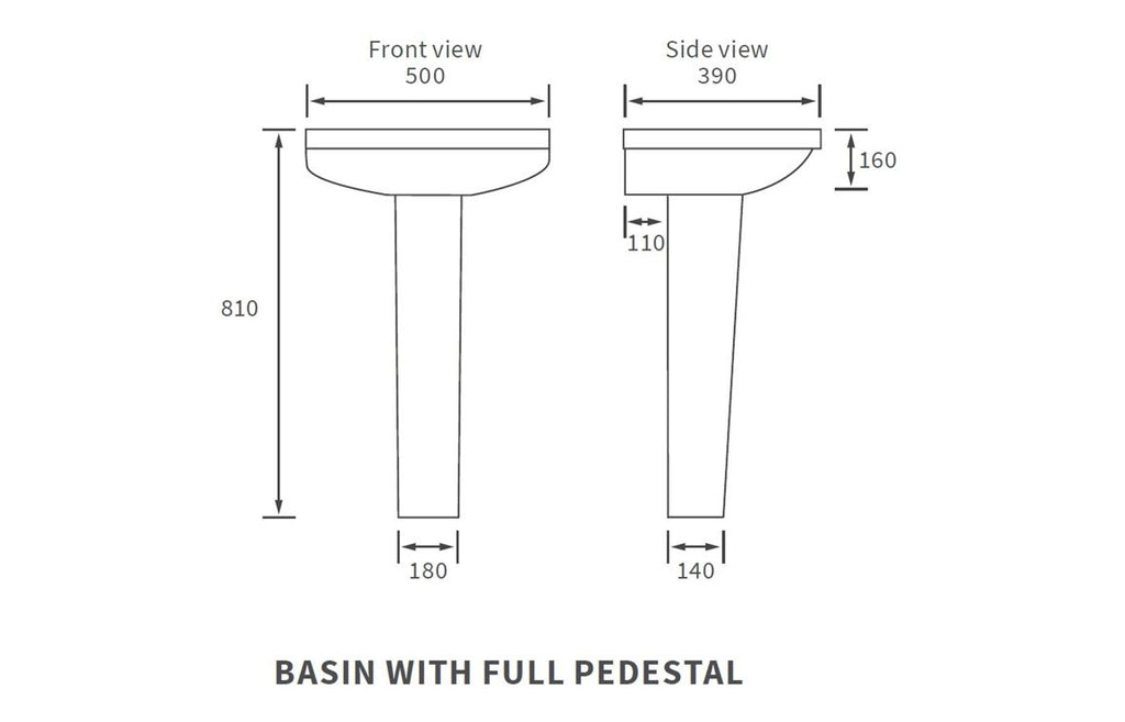 Rasna 500 X 390mm 1 Tap Hole Basin & Full Pedestal
