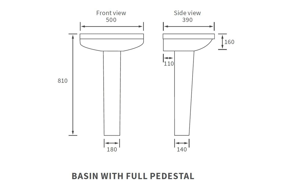 Rasna 500 X 390mm 1 Tap Hole Basin & Full Pedestal