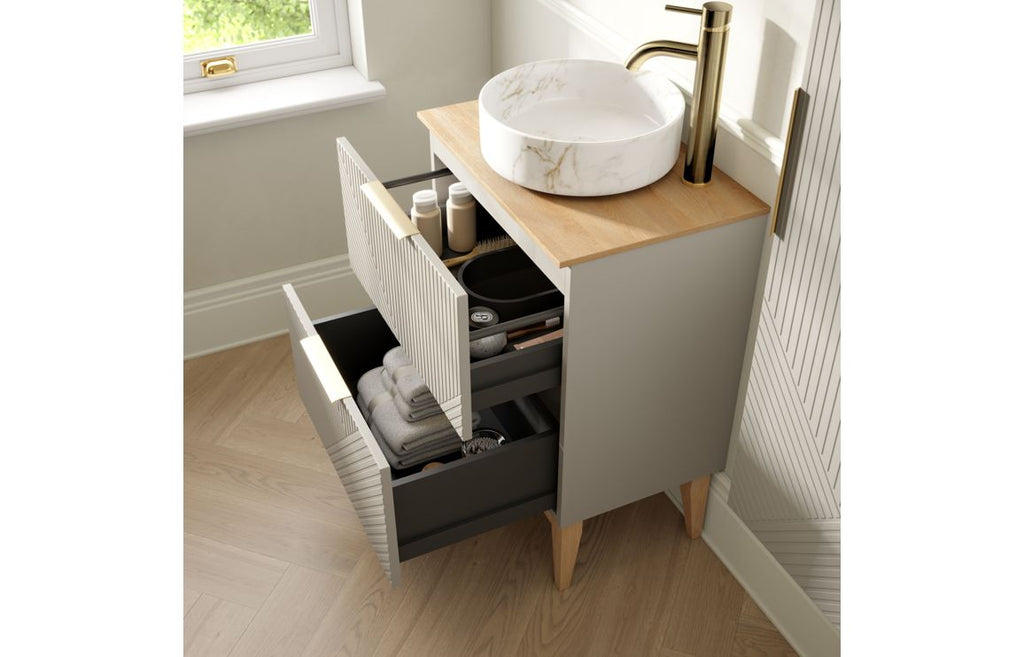 Teda 600/800mm Floorstanding Unit & Basin/ Worktop - Matt Oat