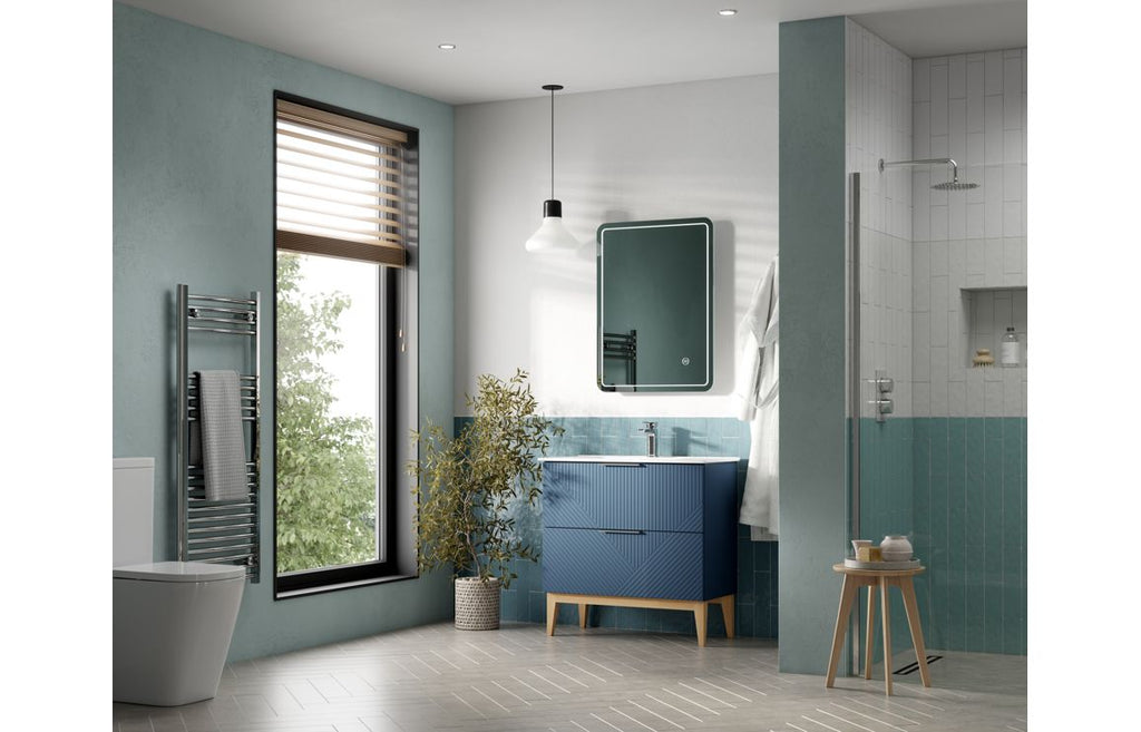 Teda 600/800mm Floorstanding Unit & Basin/ Worktop - Matt Smoke Blue