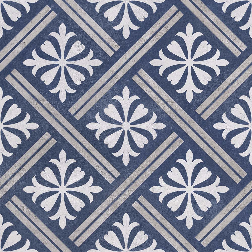 Myron Patterned Blue / Charcoal 335x335