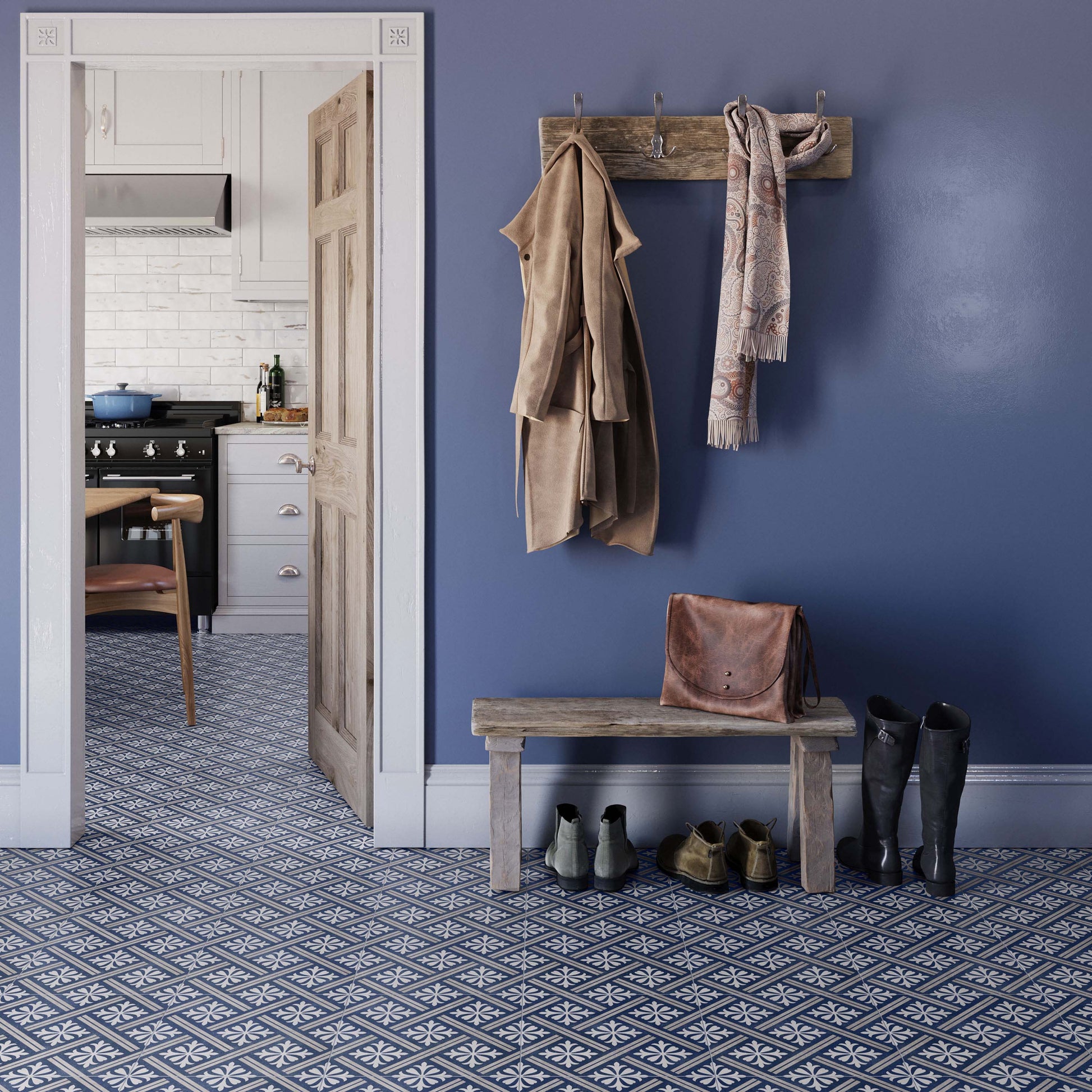 Myron Patterned Blue / Charcoal 335x335