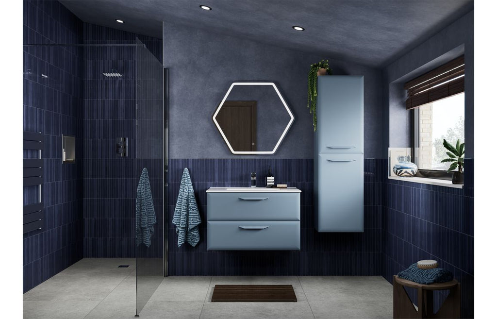 Mendi 400/600/800/1200mm Floorstanding/ Wall Hung Unit & Basin - Matt Misty Blue