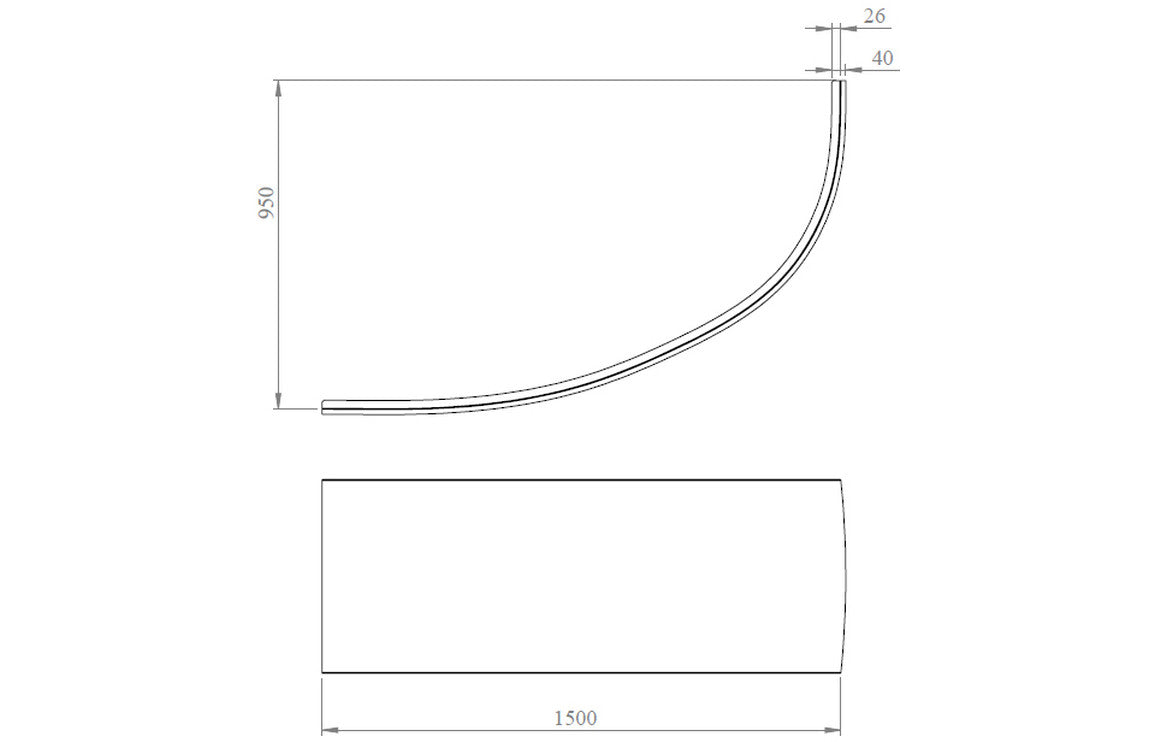 Rango Offset Corner 1500x950x600mm 0TH Bath & Legs - Left/ Right Hand