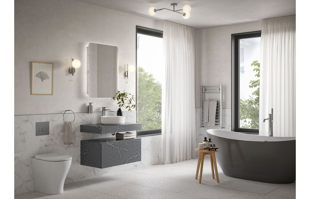Agro 600/800mm Wall Hung Unit & Shelf - Grey Marble