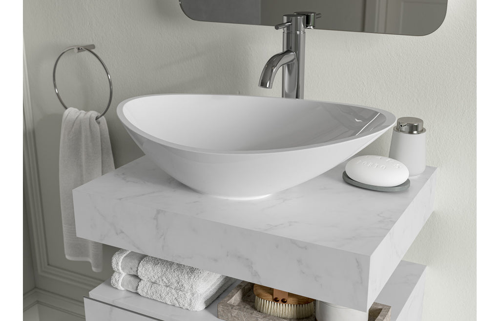 Agro 600/800mm Wall Hung Unit & Shelf - White Marble