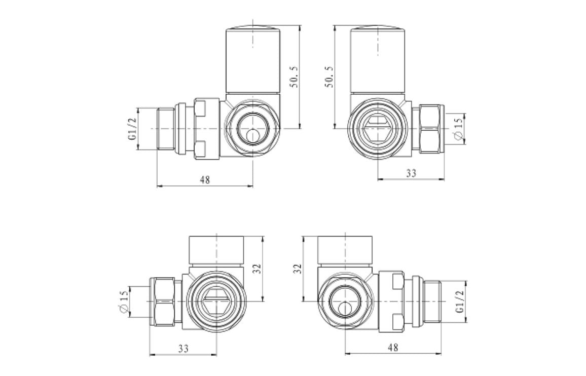 Manual Matt Black Radiator Valves - Angled/ Straight/ Corner
