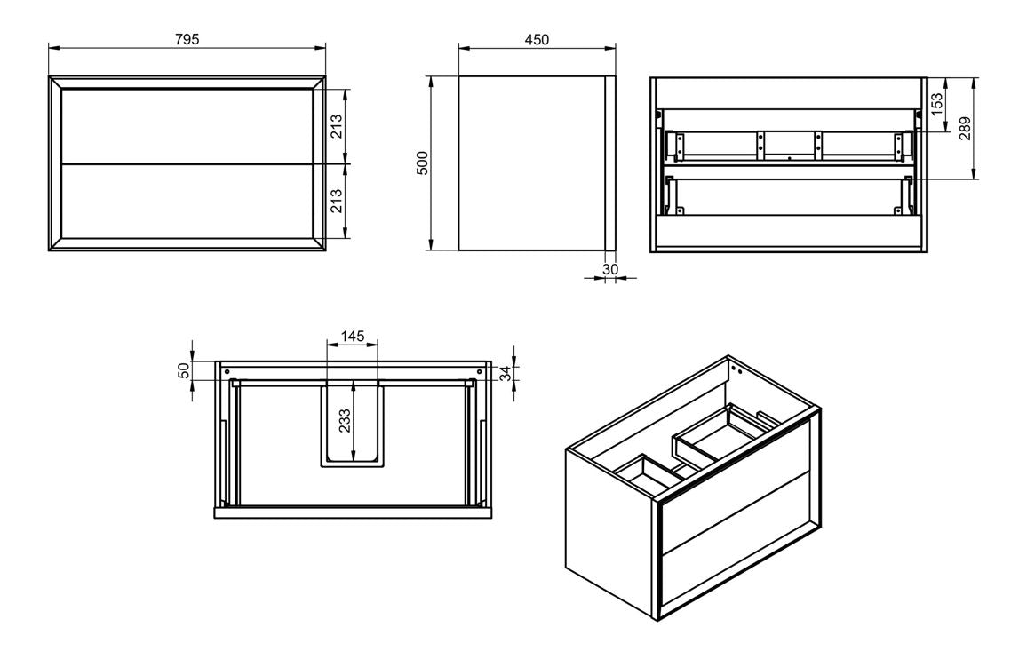 Deba 600/800/1200mm Wall Hung Unit & Basin - Matt Clay