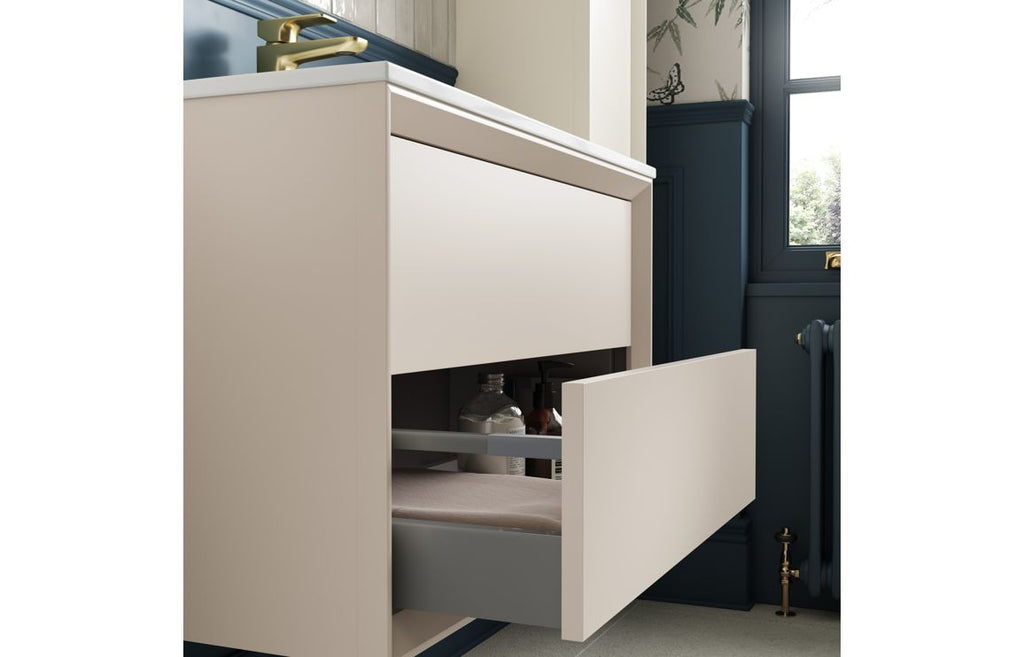 Deba 600/800/1200mm Wall Hung Unit & Basin - Matt Cotton