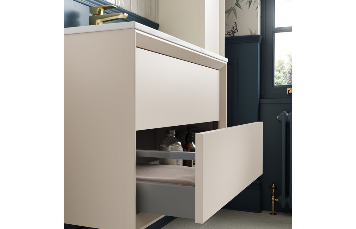 Deba 600/800/1200mm Wall Hung Unit & Basin - Matt Cotton