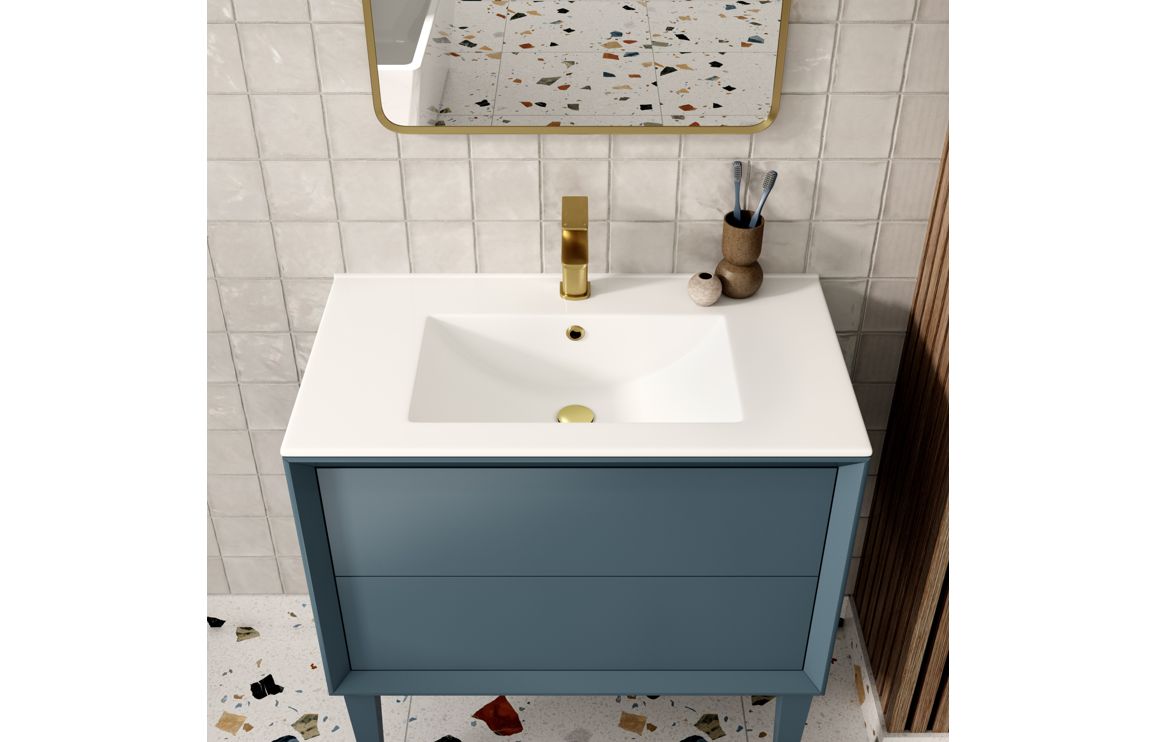Deba 600/800/1200mm Wall Hung Unit & Basin - Matt Storm Blue