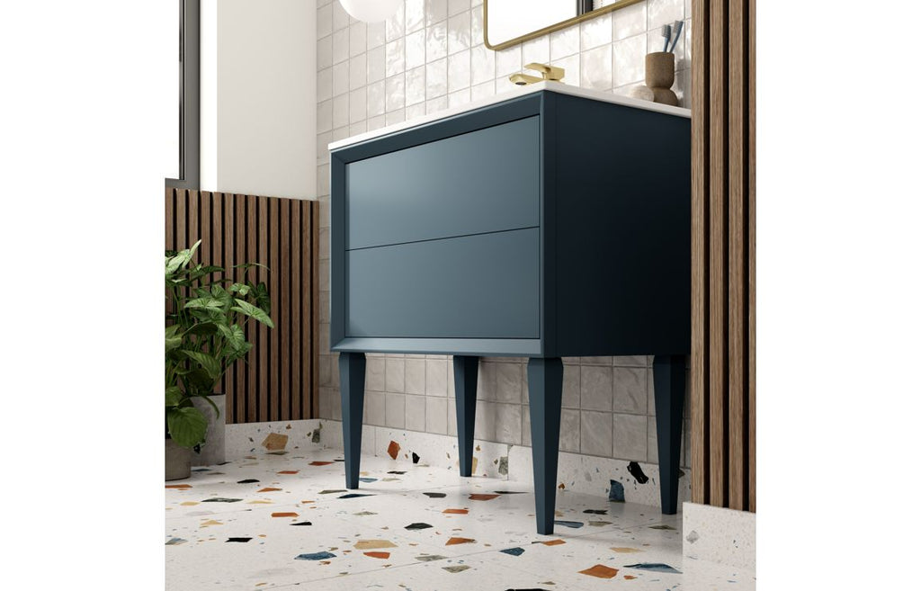 Deba 600/800/1200mm Wall Hung Unit & Basin - Matt Storm Blue