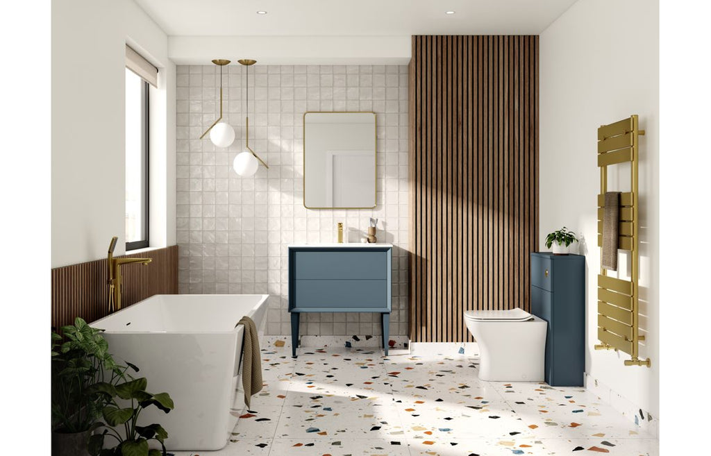 Deba 600/800/1200mm Wall Hung Unit & Basin - Matt Storm Blue