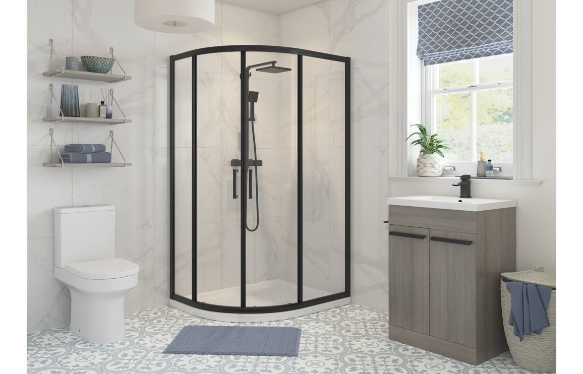 Lux 2 Door Offset Quadrant - Black, Chrome, Brushed Brass