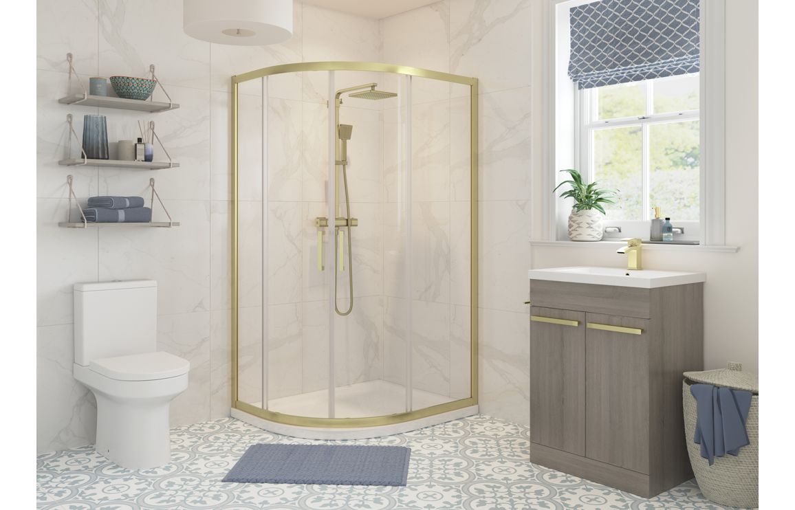Lux 2 Door Offset Quadrant - Black, Chrome, Brushed Brass