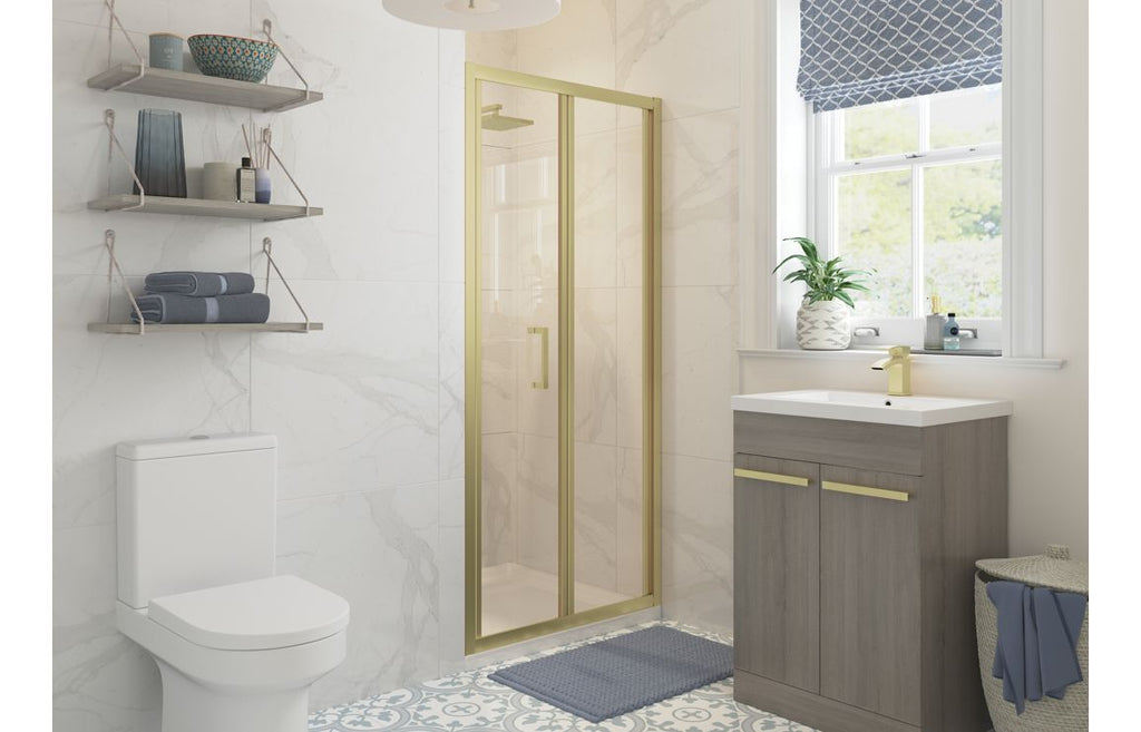 Lux Bifold Shower Door - Brushed Brass, Black, Chrome