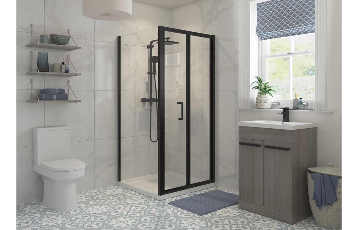 Lux Sliding Shower Door - Brushed Brass, Black, Chrome