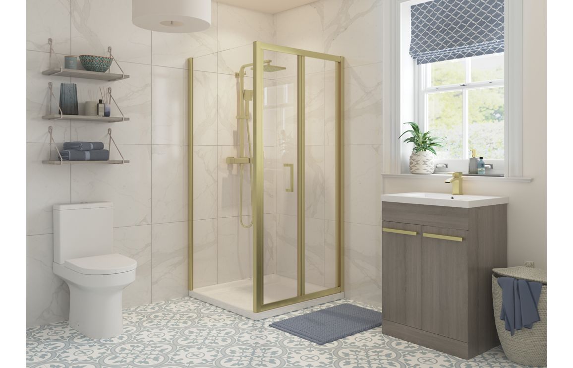 Lux Bifold Shower Door - Brushed Brass, Black, Chrome