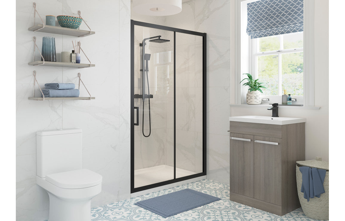 Lux Sliding Shower Door - Brushed Brass, Black, Chrome