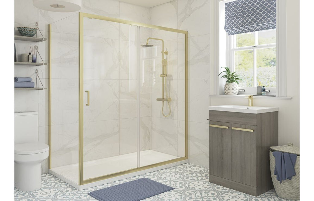 Lux Shower Side Panel - Brushed Brass, Black, Chrome